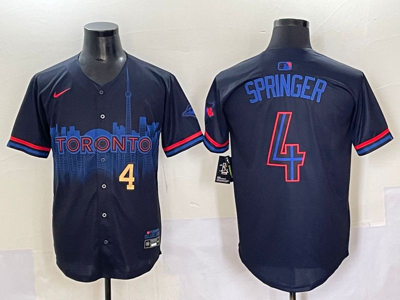 Men 2025 Toronto Blue Jays #4 Springer Black Joint Name Nike MLB Jersey style 2->toronto blue jays->MLB Jersey